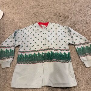 Orvis Forest Pattern Cardigan with Red Accents